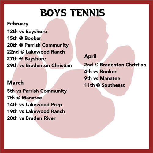 Girl's Tennis Schedule